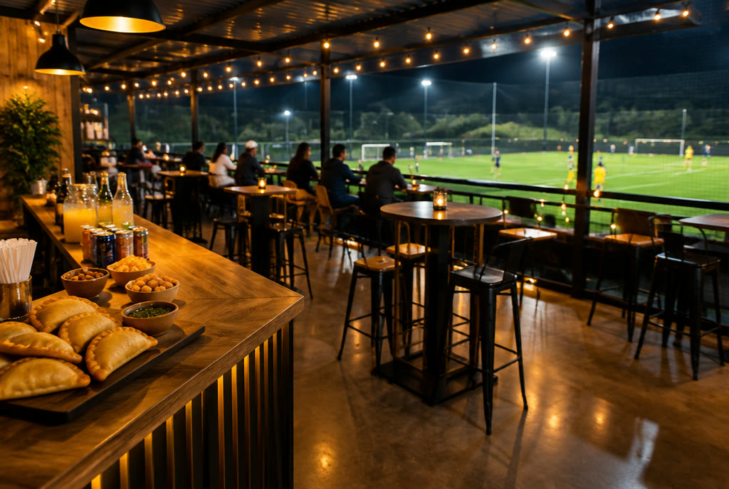 Cafetería y zona para ver los partidos